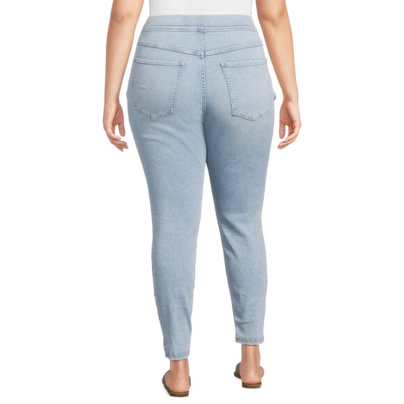 Terra & Sky Women's Plus Size Pull-On Jegging Jeans, 28" Inseam, Size 2X, Blue - Picture 3 of 5
